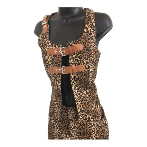 Cheetah‎ animal print khaki twill look rodeo style jeans pants size Medium new - Picture 10 of 16